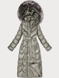 Klasický béžový prošívaný kabát s kapucí model 21479176 - MINORITY