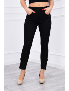 Nohavice farebné džínsové s mašľou čiernej
