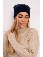 Milano fleecová čiapka K203 navy blue melange+green Milano fleecová čiapka K203 navy blue melange+green