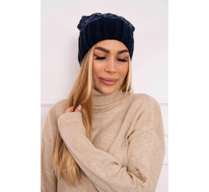 Milano fleecová čiapka K203 navy blue melange+green Milano fleecová čiapka K203 navy blue melange+green