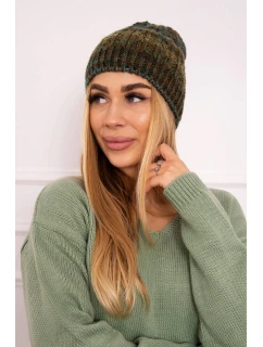 Fleecová čiapka Melisa K241 hnedá+zelená