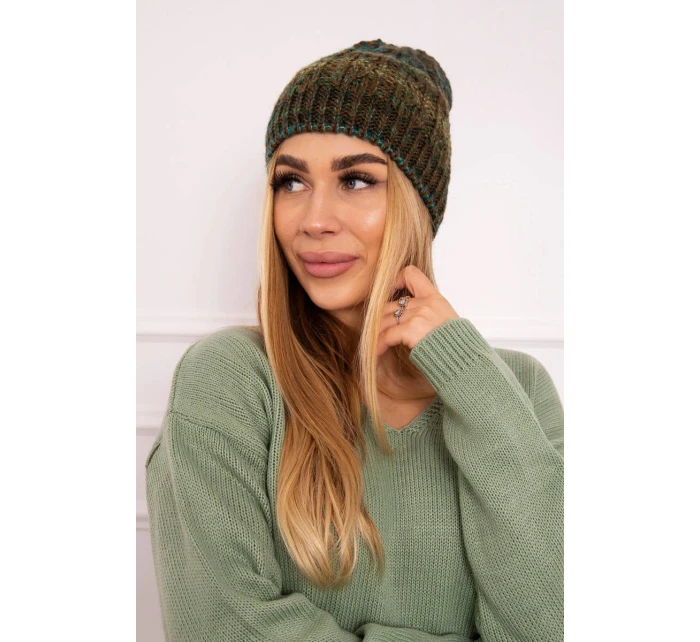 Fleecová čiapka Melisa K241 hnedá+zelená