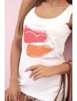 Dámská pruhovaná blůza s V výstřihem a krátkým rukávem béžová Dámská pruhovaná blůza s V výstřihem a krátkým rukávem béžová