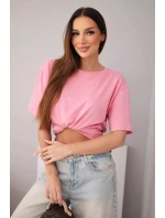 Dámska bavlnená základná blúzka s krátkymi rukávmi svetlo ružová Dámska bavlnená základná blúzka s krátkymi rukávmi svetlo ružová