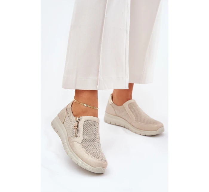 Półbuty Damskie Na Platformie Z Zamkiem Złote Leanae Półbuty Damskie Na Platformie Z Zamkiem Złote Leanae