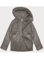 Dámska bunda kávovej farby z rôznych materiálov Vaston na prechodné obdobie (F-23301#)