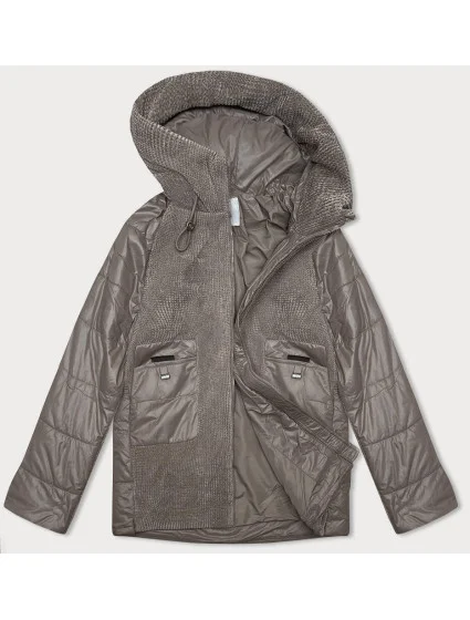 Dámska bunda kávovej farby z rôznych materiálov Vaston na prechodné obdobie (F-23301#)