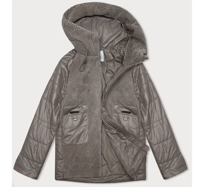 Dámska bunda kávovej farby z rôznych materiálov Vaston na prechodné obdobie (F-23301#)