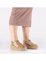 Dámske sandále na podpätku béžové Rieker 69472-60