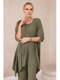 Sada halenky + kalhot s přívěskem khaki