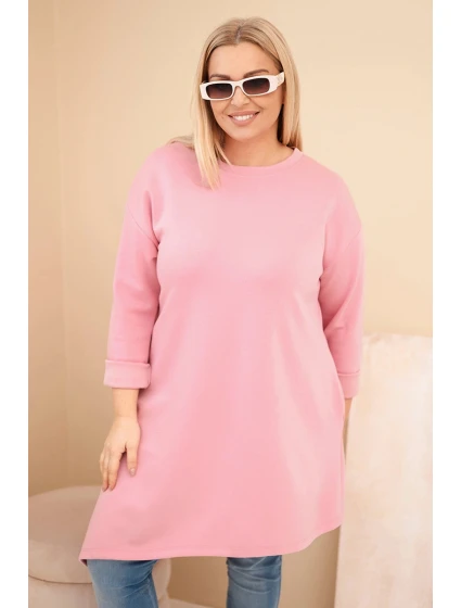 Dámske šaty v nadmernej veľkosti z viskózy s voľným strihom a dlhými rukávmi Dark Powder Pink Dámske šaty v nadmernej veľkosti z viskózy s voľným strihom a dlhými rukávmi Dark Powder Pink