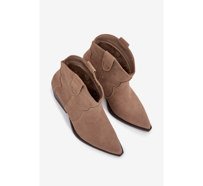 Nazouvací dámské kovbojky z přírodního semiše béžové model 21713721 - Boto Nazouvací dámské kovbojky z přírodního semiše béžové model 21713721 - Boto