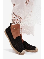 Dámske čipkované espadrilky z látky Black Candessa