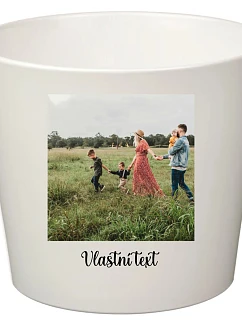 Bílý keramický květináč s fotografií - velký