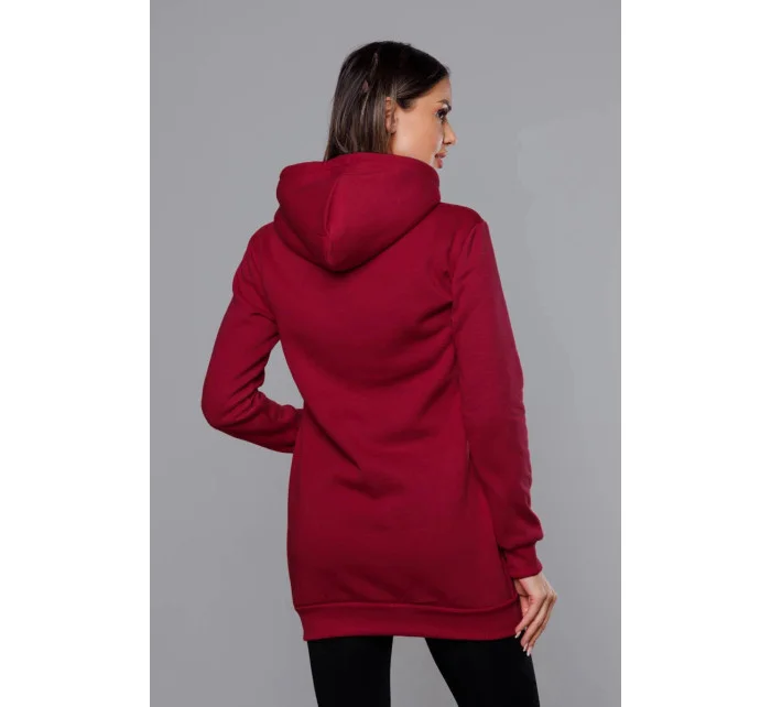 Dámská klokaní mikina ve vínové bordó barvě model 17789384 - J.STYLE Dámská klokaní mikina ve vínové bordó barvě model 17789384 - J.STYLE