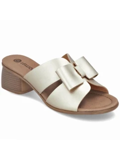 Dámske zlaté kožené žabky Remonte R8759-90