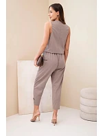 Dámsky elegantný set s vestou na gombíky a nohavicami mocca