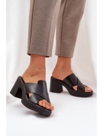 Lekkie Klapki Na Słupku Z Eko Skóry Czarne Kacaria Lekkie Klapki Na Słupku Z Eko Skóry Czarne Kacaria