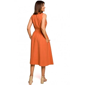 šaty bez rukávů oranžové model 18002739 - STYLOVE šaty bez rukávů oranžové model 18002739 - STYLOVE