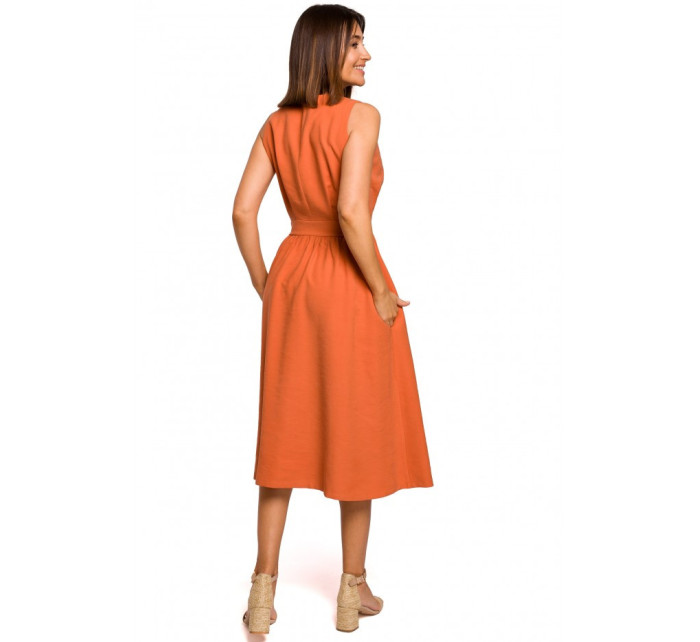 S224 Jedlové šaty bez rukávov - oranžové