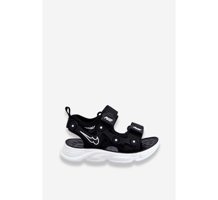 Chlapčenské sandále na suchý zips čierno-biele Tobias