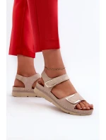 Pohodlné dámske sandále na suchý zips, béžové Iphiope
