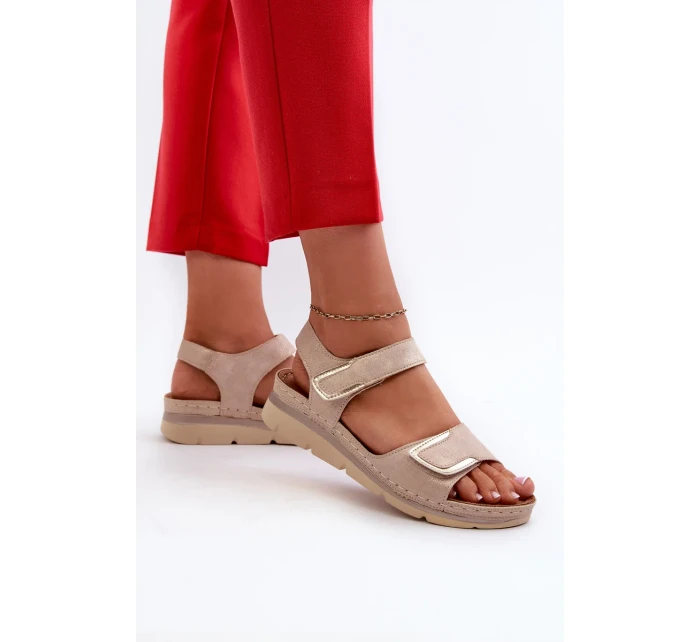 Pohodlné dámske sandále na suchý zips, béžové Iphiope