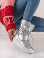 Krásné sněhule dámské šedo-stříbrné bez podpatku Krásné sněhule dámské šedo-stříbrné bez podpatku