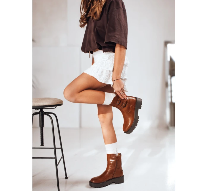 Dámské velbloudí kozačky s přezkou Dstreet model 21993772 - FashionStreet