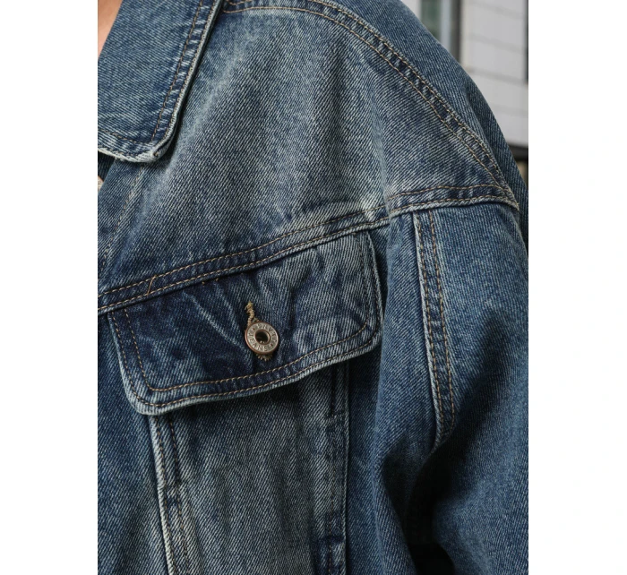 Dámska krátka džínsová bunda klasického strihu modrá FashionStreet TY5632