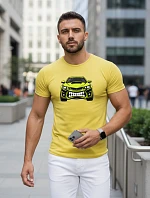 Pánske tričko s potlačou auta žlté FashionStreet NX5015R