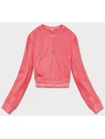 Tenká krátká dámská tepláková mikina v korálové barvě model 18378933 - J.STYLE Tenká krátká dámská tepláková mikina v korálové barvě model 18378933 - J.STYLE