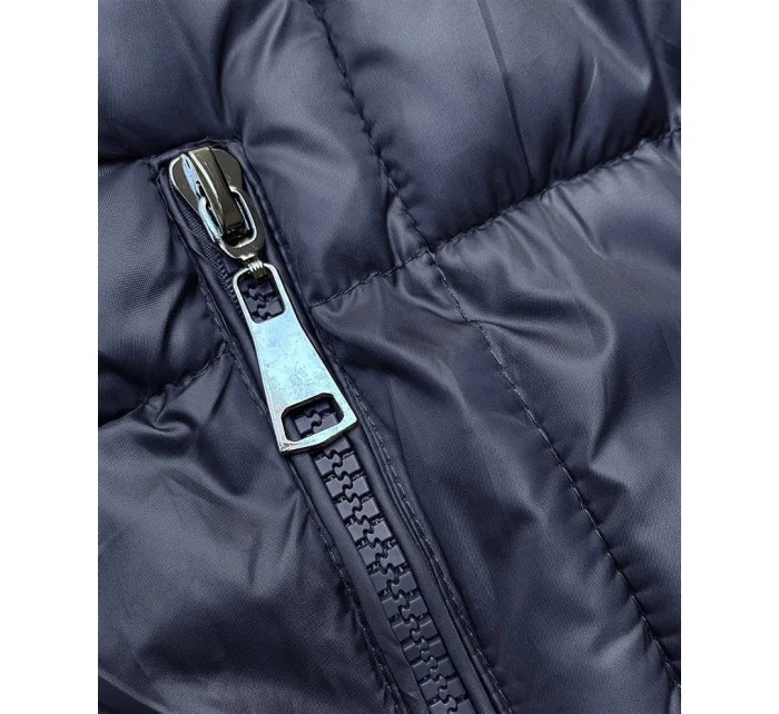 Tmavomodrá dlhá dámska zimná bunda (YP-22073-2)