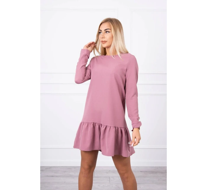 Šaty s volánem tmavě růžové