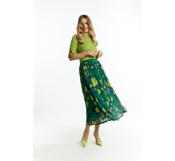 Monnari Sukňa Plisovaná midi sukňa s jemnými bodkami Multi Green