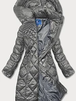 Dámska dlhá prešívaná bunda sivá (ag1-j9082)