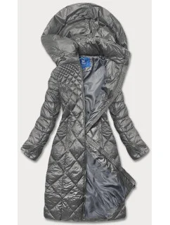 DŁUGA KURTKA PIKOWANA DAMSKA SZARA model 21244212 - Ann Gissy