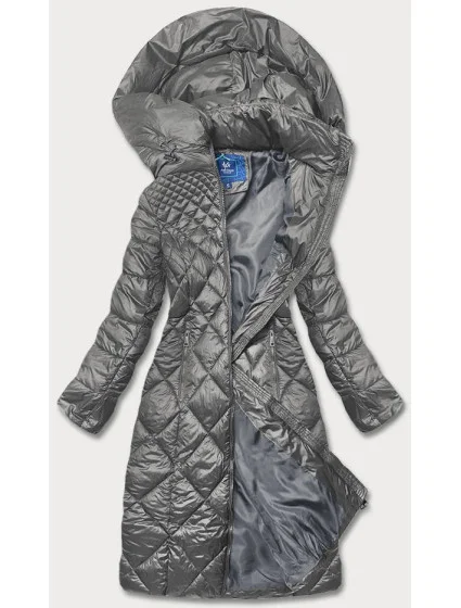 DŁUGA KURTKA PIKOWANA DAMSKA SZARA model 21244212 - Ann Gissy