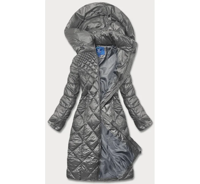 DŁUGA KURTKA PIKOWANA DAMSKA SZARA model 21244212 - Ann Gissy