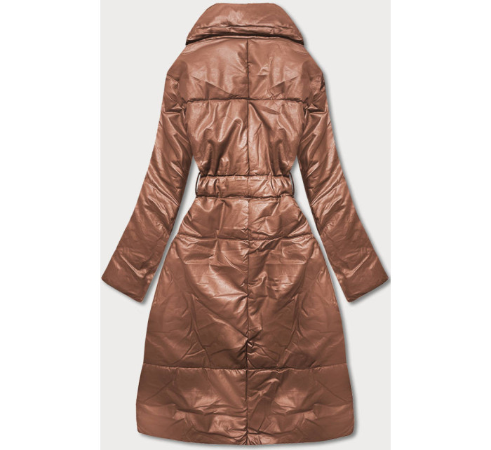 Hnedá oversize bunda z ekologickej kože (AG1-J9080)