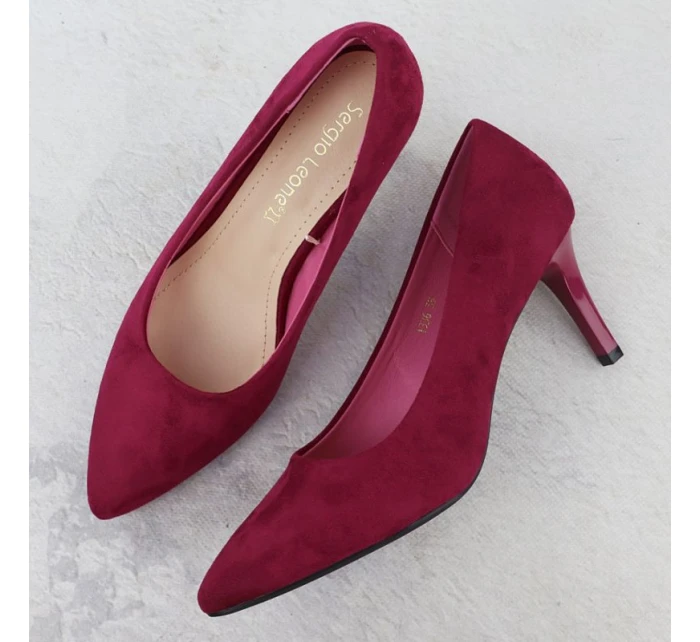 Dámské semišové lodičky na jehlovém podpatku fuchsiové barvy Sergio model 21905065 - LEONE