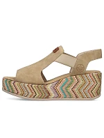 Dámske sandále na podpätku béžové Rieker 69472-60