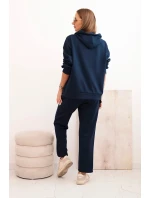 Dámska súprava maslová mikina s kapucňou a nohavice s opaskom modrá Dámska súprava maslová mikina s kapucňou a nohavice s opaskom modrá