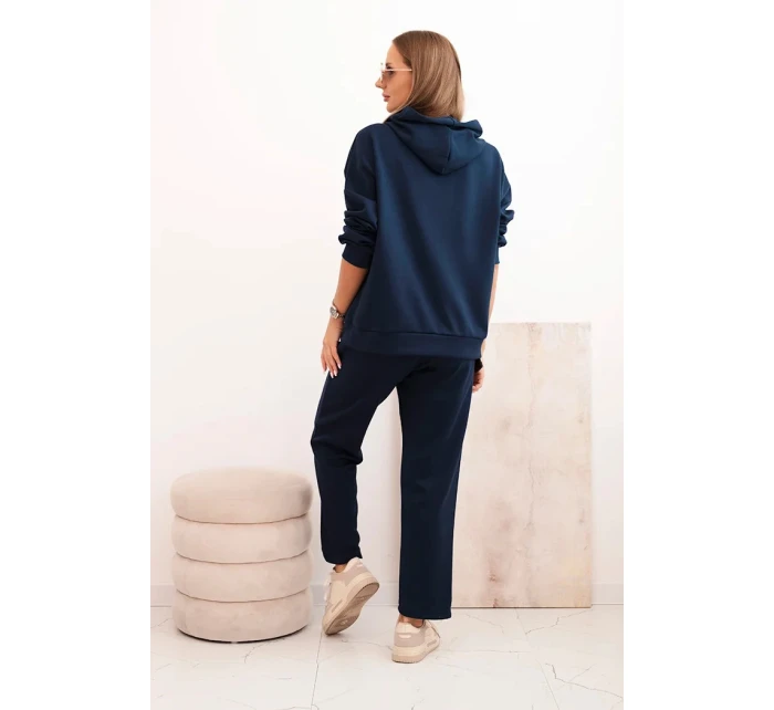 Dámska súprava maslová mikina s kapucňou a nohavice s opaskom modrá Dámska súprava maslová mikina s kapucňou a nohavice s opaskom modrá