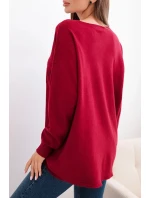 Dámský svetr s delším zadním dílem a  bordó model 21731264 - K-Fashion