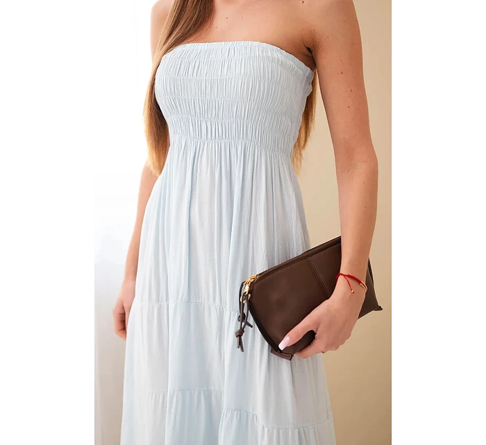 Dámské viskózové šaty s elastickým model 22040132 modrá - K-Fashion