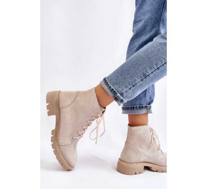 Flat Boots Lewski Shoes model 21607535 Světle béžová - Boto Flat Boots Lewski Shoes model 21607535 Světle béžová - Boto