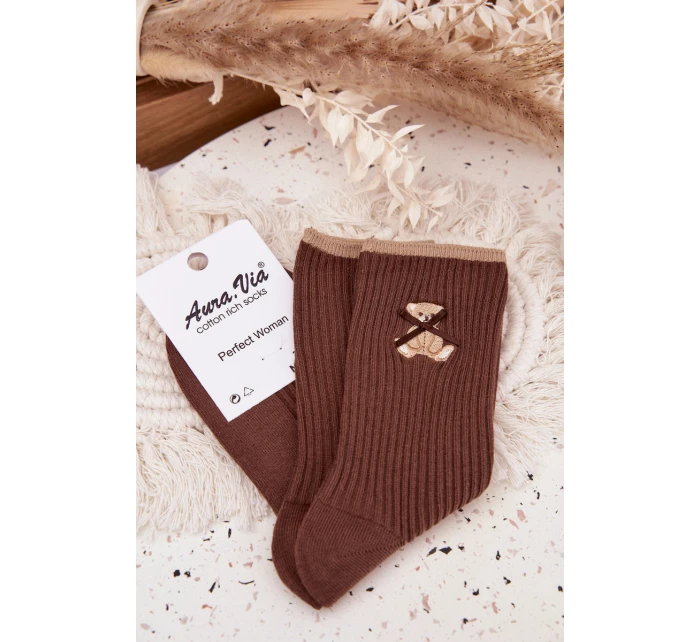 Bavlněné ponožky pruhované s model 21786942 medvídkem - Aura.via