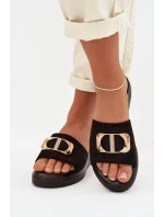 Dámské pantofle se zlatým detailem Černé Elmera Dámské pantofle se zlatým detailem Černé Elmera