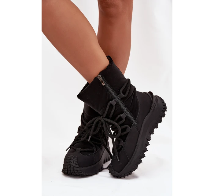 Dámske kožené snežnice Lee Cooper na platforme - čierne Dámske kožené snežnice Lee Cooper na platforme - čierne